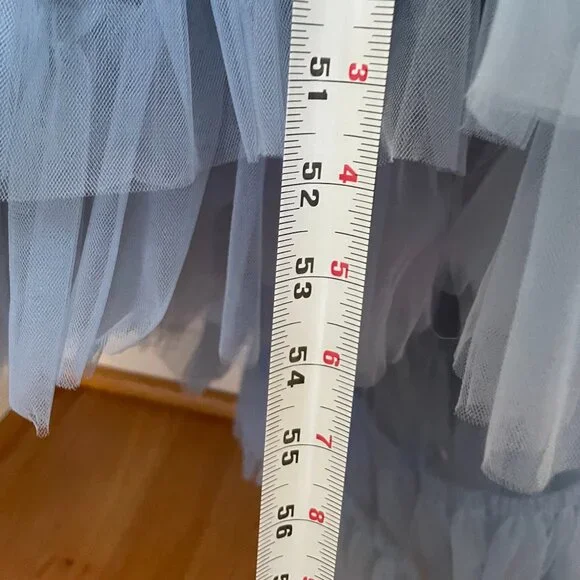 its milla blue tulle ball gown dress w/ train sleeveless corset bodice S small - Picture 8 of 11
